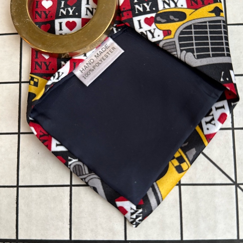 Vintage Rene Chagal Novelty Necktie – Yellow NYC Taxi Cabs & “I ♥ NY” Print  59" - Picture 4 of 10